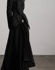 DOINDULGE Textured Asymmetric Blazer with Ruffled Edge and Fitted Silhouette