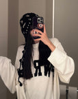 WARDEN EDGE Oversized Knit Sweater with Distressed Bold WRE Logo
