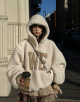 WARDEN EDGE Oversized Wool-like Fleece Hoodie with WE Letter Patch
