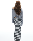 IAMXIAA Striped Bodycon Maxi Skirt Slim Fit Stretch Long Skirt