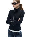 IAMXIAA Veste cintrée à fermeture éclair asymétrique