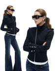 IAMXIAA Veste cintrée à fermeture éclair asymétrique