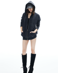 IAMXIAA Washed Zip Up Hoodie Jacket with Oversized Fit