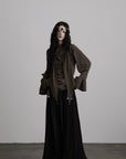 DOINDULGE Draped Sleeve Top with Layered Neckline