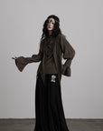 DOINDULGE Draped Sleeve Top with Layered Neckline