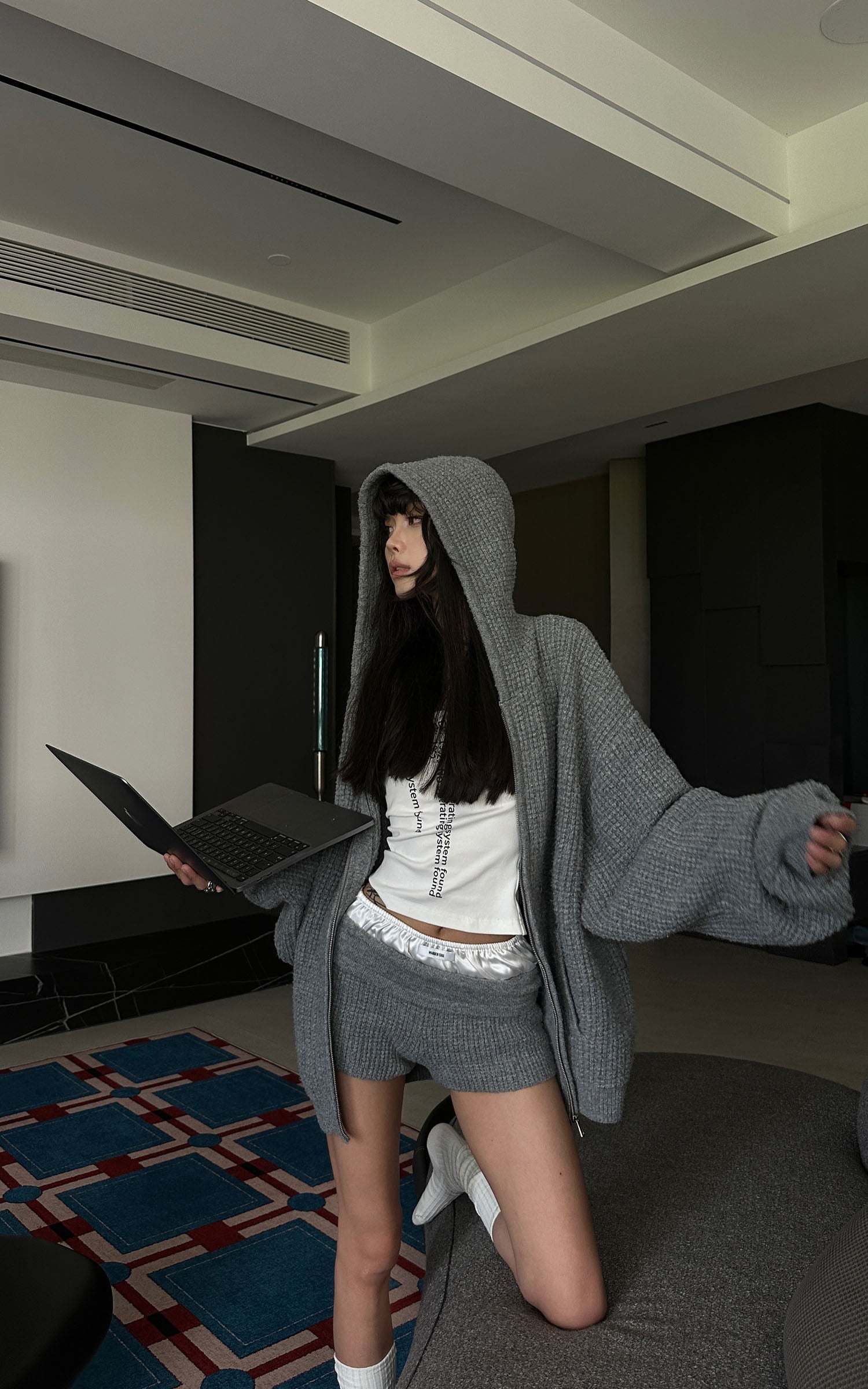 WARDEN EDGE Knit Texture High Waist Shorts