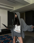 WARDEN EDGE Oversized Knit Hoodie and Wide-Leg Pants Set