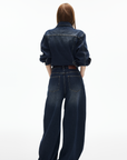 IAMXIAA Dark Wash Denim Jumpsuit Vintage Utility Style