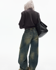 IAMXIAA Jean en denim à jambe large effet vintage