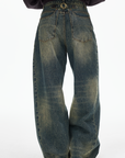 IAMXIAA Jean en denim à jambe large effet vintage