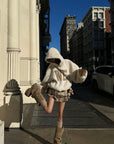 WARDEN EDGE Oversized Wool-like Fleece Hoodie with WE Letter Patch