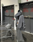 WARDEN EDGE Oversized Knit Hoodie and Wide-Leg Pants Set
