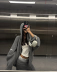 WARDEN EDGE Oversized Knit Hoodie and Wide-Leg Pants Set