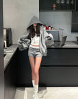 WARDEN EDGE Oversized Knit Hoodie and Wide-Leg Pants Set