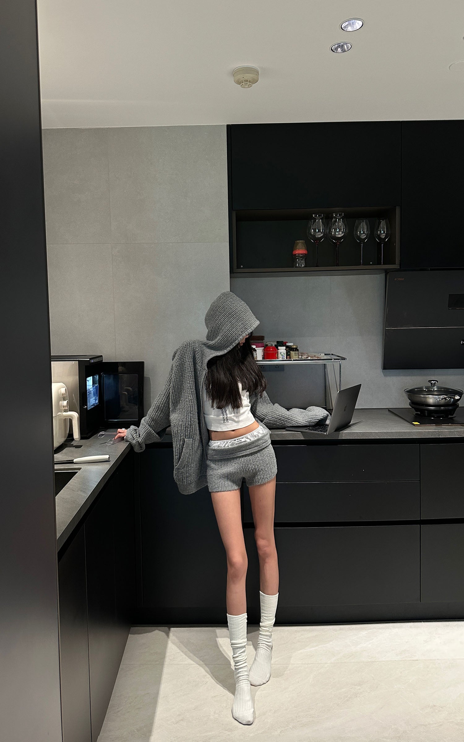 WARDEN EDGE Knit Texture High Waist Shorts