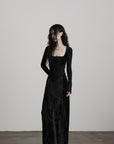 DOINDULGE Wool Velvet Long Dress with Corset Waist