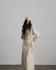 DOINDULGE Textured Draped Maxi Dress