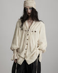 DOINDULGE Relaxed Pleated Shirt Jacket