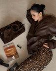ROVENTE Detachable Fur Collar Leather Jacket