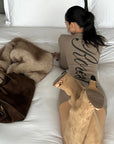 ROVENTE Script Back Bodycon Knit Mini Dress