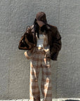 ROVENTE Checked Wide-Leg Pants