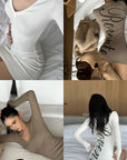 ROVENTE Script Back Bodycon Knit Mini Dress