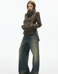 IAMXIAA Jean en denim à jambe large effet vintage