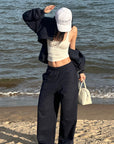 ROVENTE Wide-Leg Fleece Sweatpants