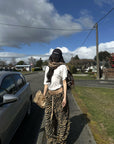 0122stepll Tiger Print Wide-Leg Pants