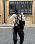 ROVENTE Washed Black Wide Leg Denim Pants