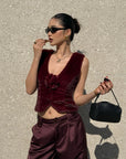 ROVENTE Faux Fur Vest with Detachable Flower