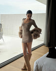 ROVENTE Script Back Bodycon Knit Mini Dress