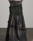 DOINDULGE Asymmetric Smocked Maxi Skirt