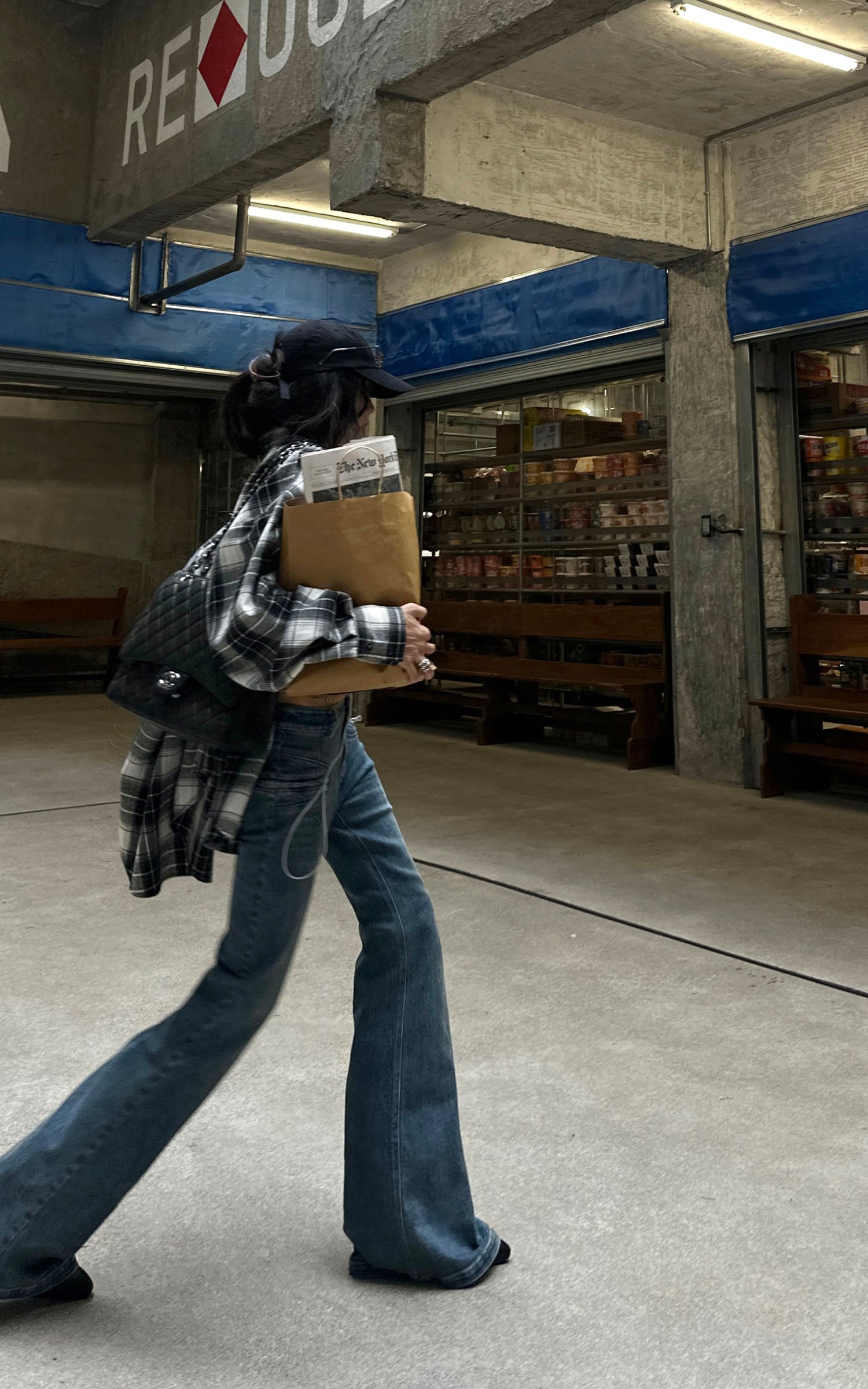 WARDEN EDGE Oversized Plaid Flannel Shirt with Graphic Print