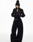 IAMXIAA Fleece Wide-Leg Sweatpants with Drawstring Waist