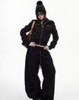 IAMXIAA Fleece Wide-Leg Sweatpants with Drawstring Waist