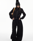 IAMXIAA Fleece Wide-Leg Sweatpants with Drawstring Waist
