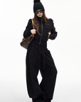 IAMXIAA Fleece Wide-Leg Sweatpants with Drawstring Waist