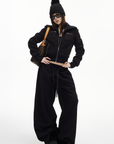 IAMXIAA Fleece Wide-Leg Sweatpants with Drawstring Waist