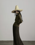 DOINDULGE Textured Distressed Knit Top