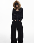 IAMXIAA Wide-Leg Low Crotch Casual Pants