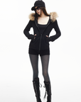 IAMXIAA Fitted Zip-Up Jacket with Detachable Faux Fur Hood