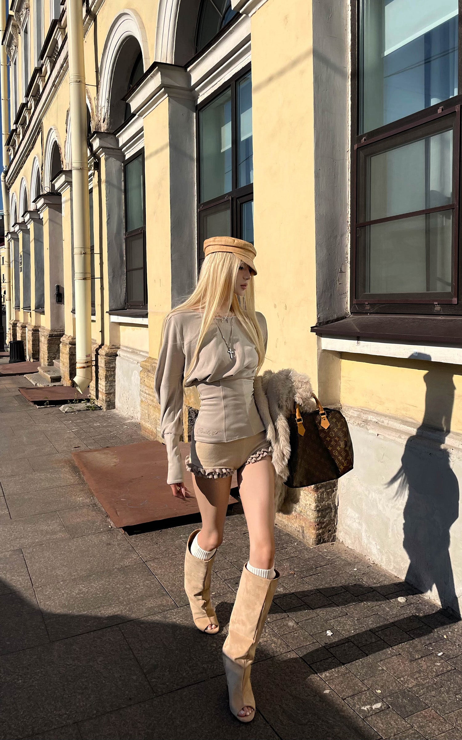 Rase le sol Draped Sculptural Knit Top with Corset Waist and Cutout Back