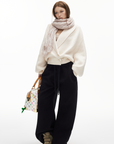 IAMXIAA Fleece Wide-Leg Sweatpants with Drawstring Waist