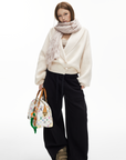 IAMXIAA Fleece Wide-Leg Sweatpants with Drawstring Waist
