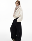 IAMXIAA Fleece Wide-Leg Sweatpants with Drawstring Waist