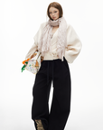 IAMXIAA Fleece Wide-Leg Sweatpants with Drawstring Waist