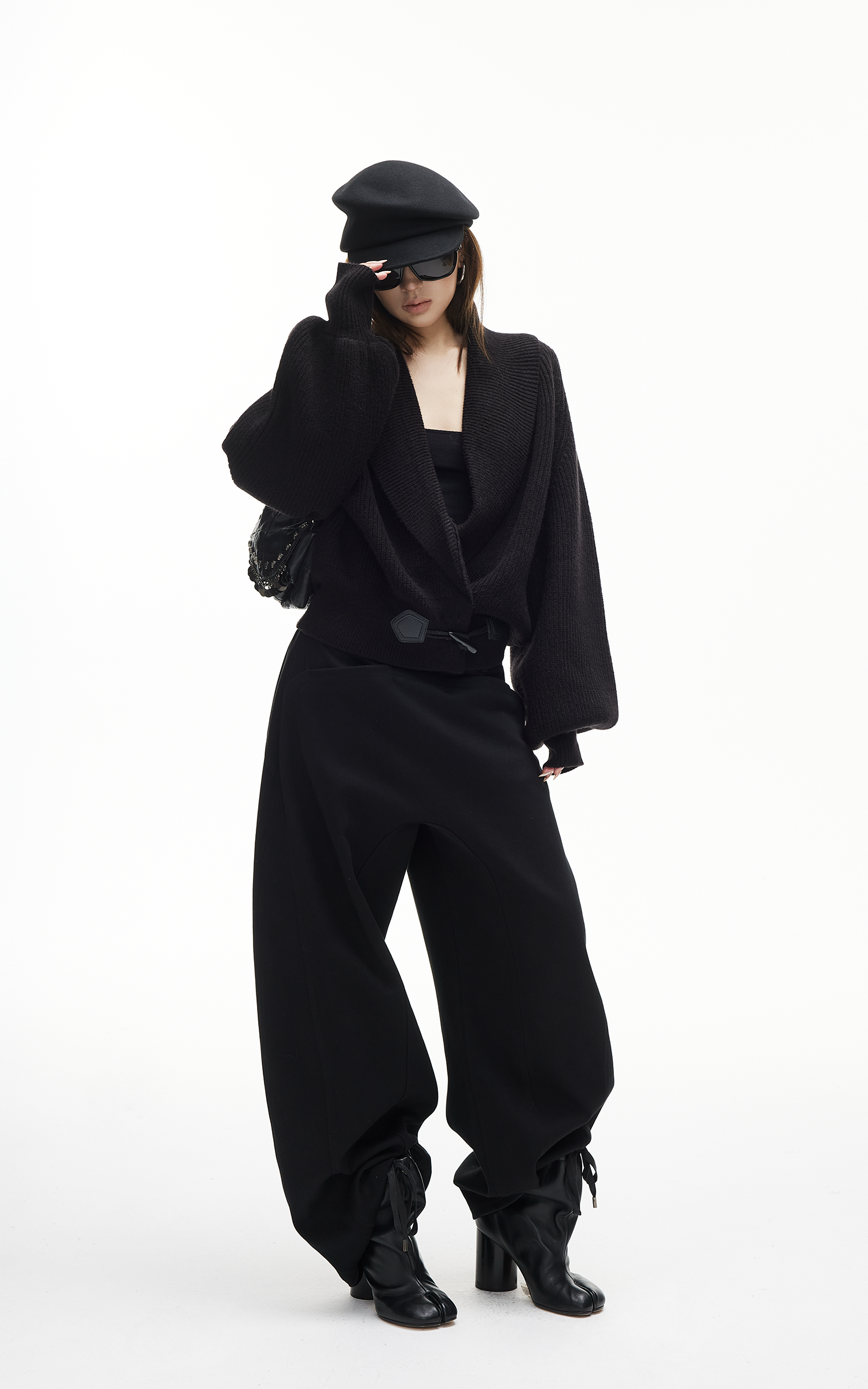 IAMXIAA Ribbed Knit Wrap Cardigan Women Winter Shawl Collar Sweater