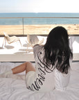 ROVENTE Script Back Bodycon Knit Mini Dress