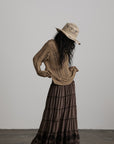 DOINDULGE Textured Tiered Maxi Skirt with Embroidery & Smocked Waist